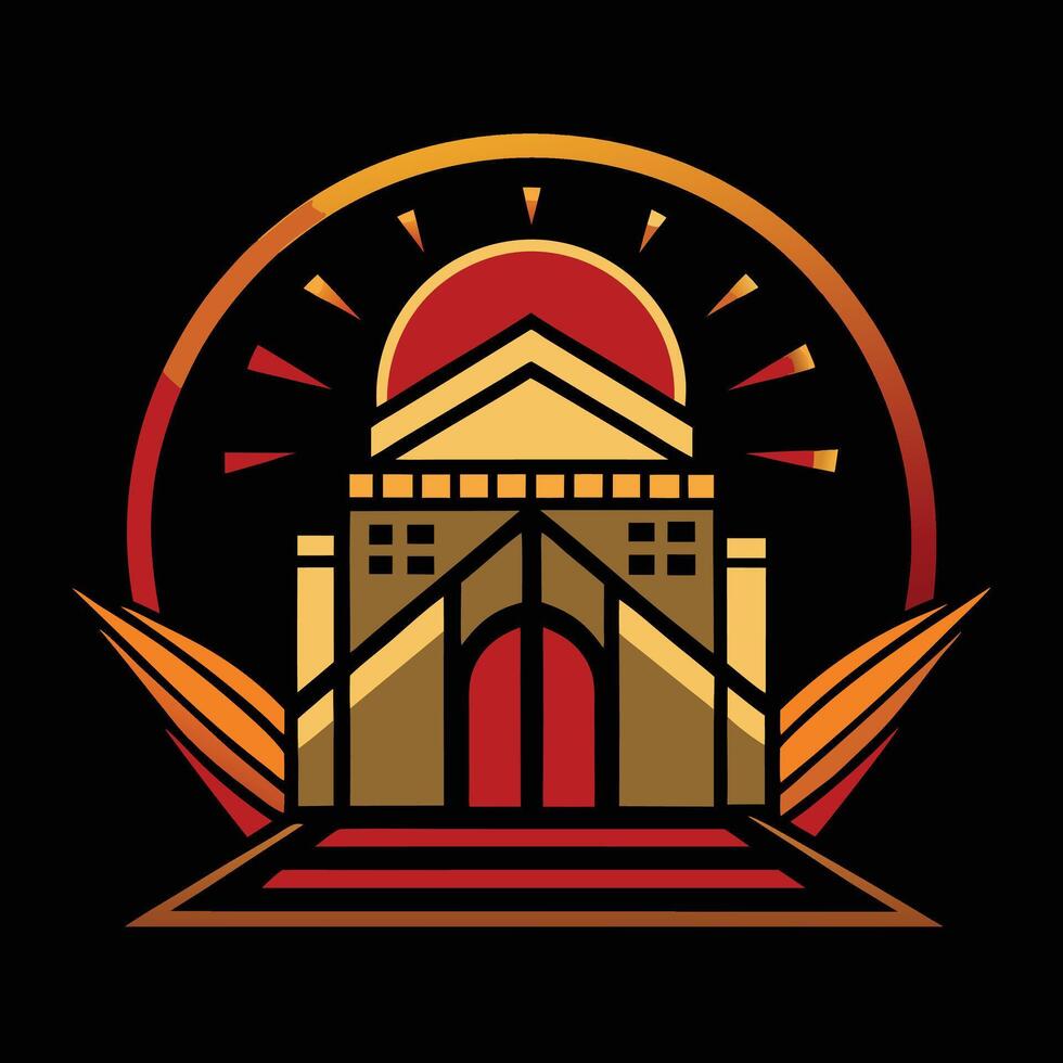 The logo for a church in a round frame vector