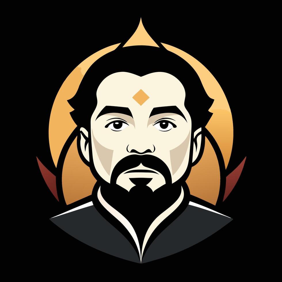 The avatar of a man with a beard and mustache vector