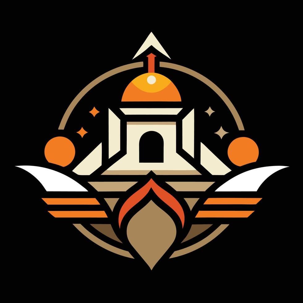 A logo for a game called temple of the sun vector