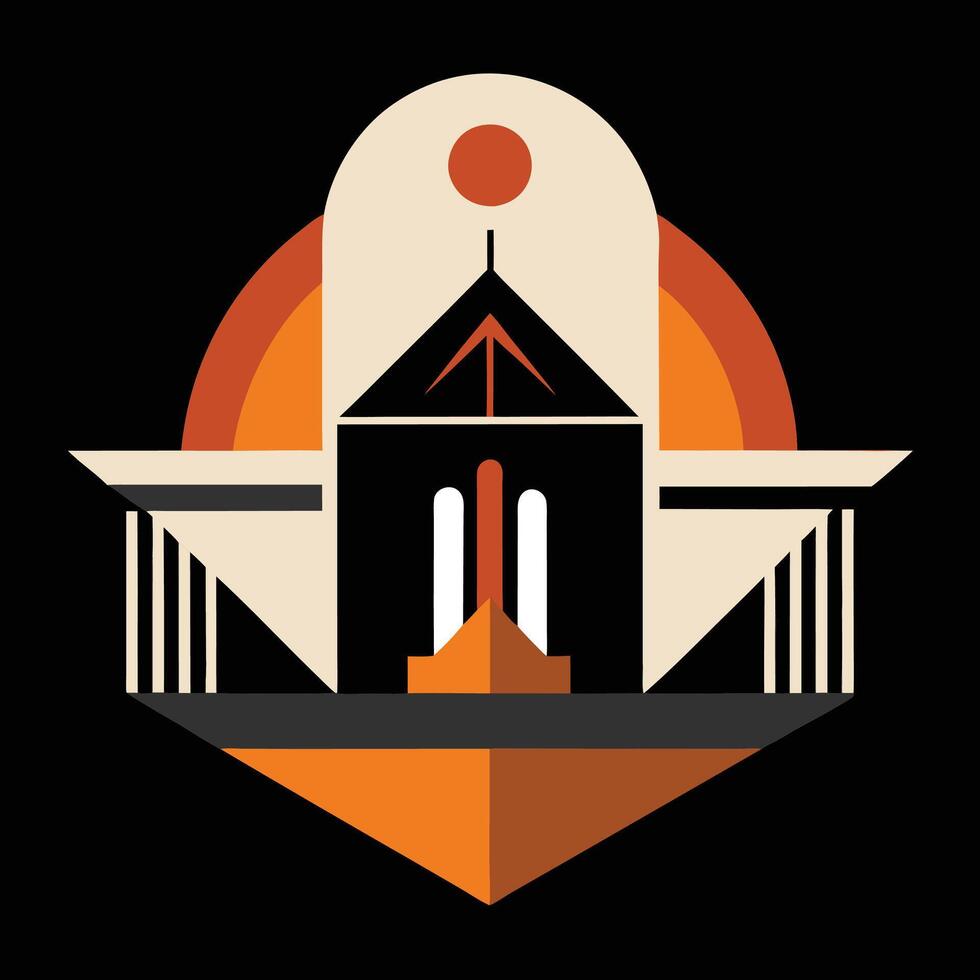 The logo for the game is a building with a clock on top vector