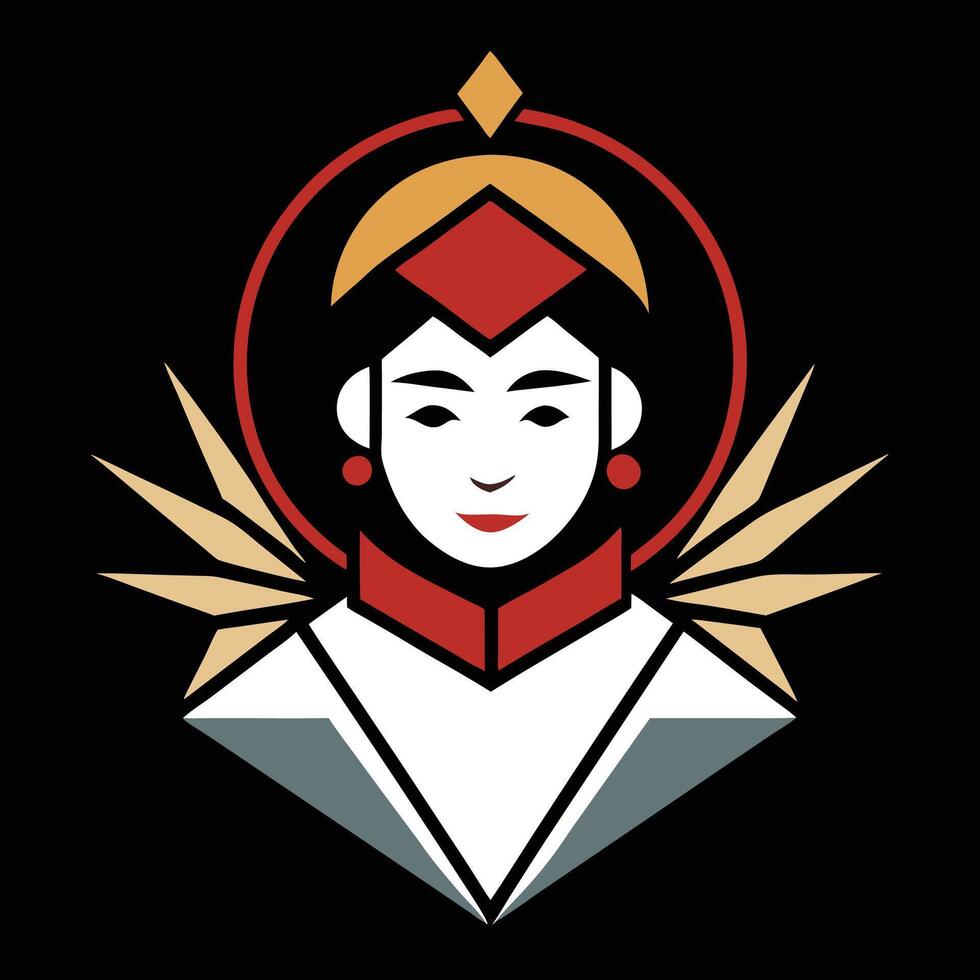 A woman with a red and white headdress vector