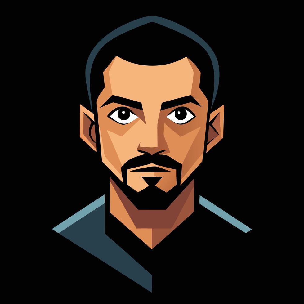 A man with a beard and mustache in a black shirt vector