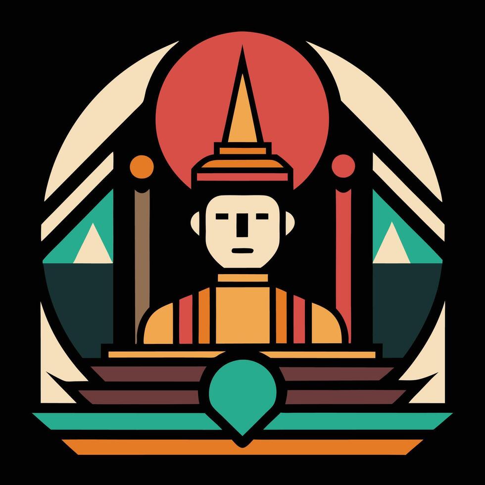 A colorful illustration of a buddha vector