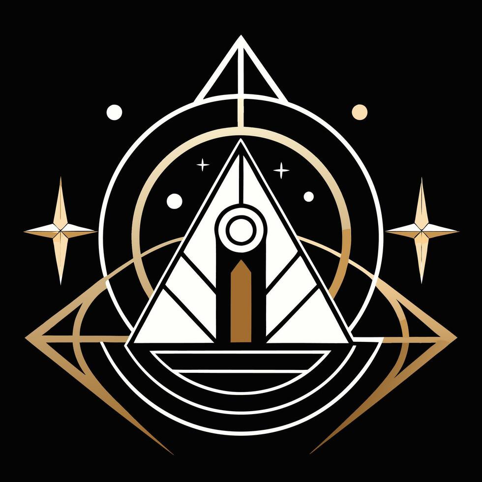 An abstract design with a triangle and stars vector