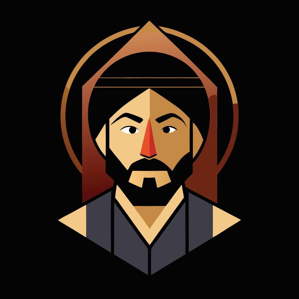 The icon of a man with a beard and turban vector