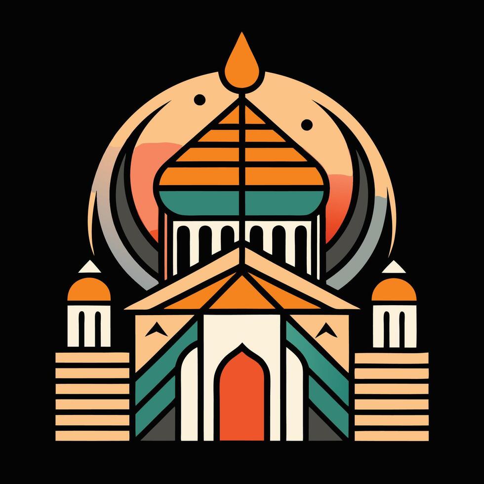 A colorful illustration of a building with a dome vector