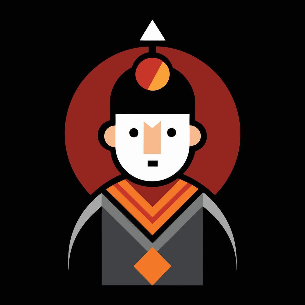 A man in a traditional costume with a red and orange hat vector