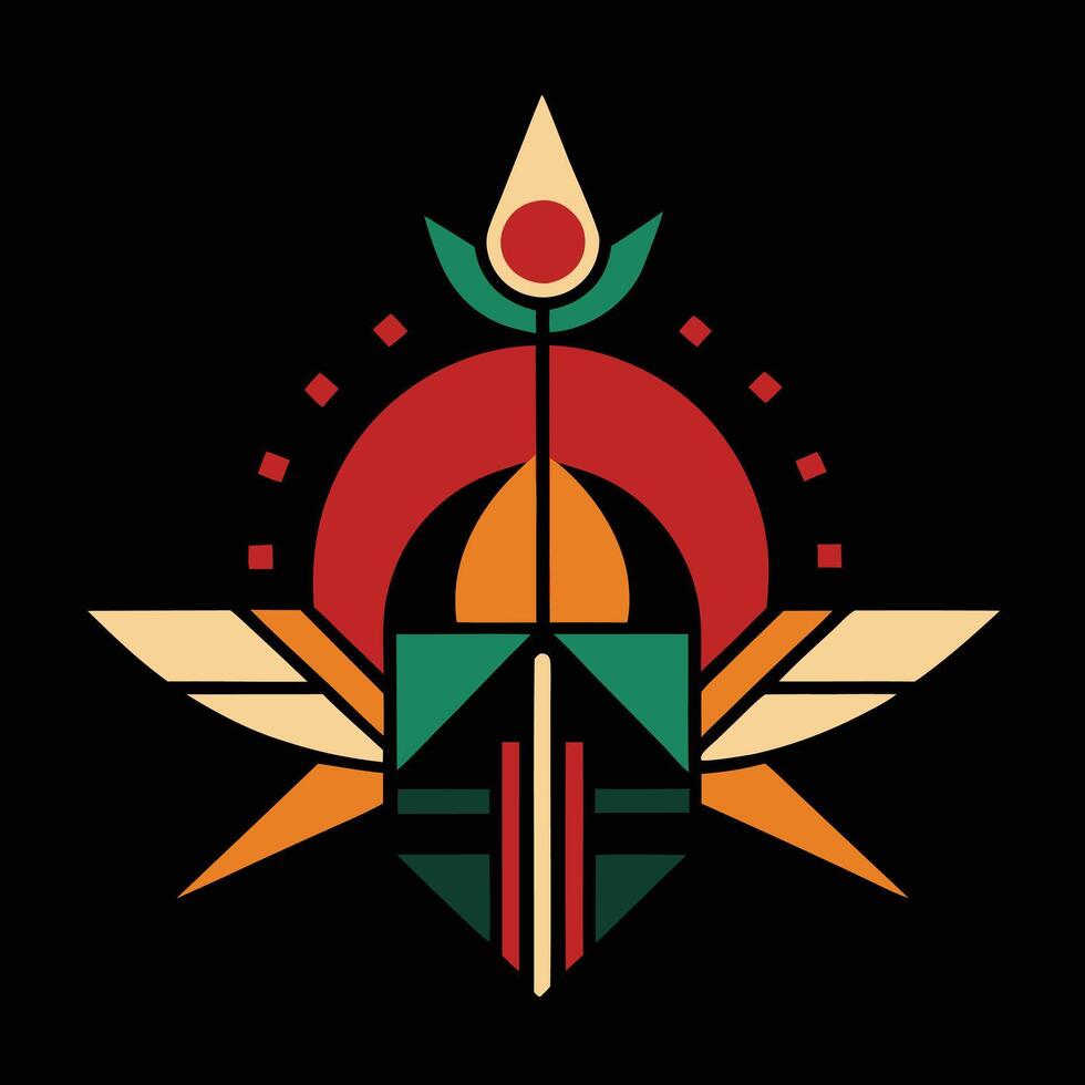A colorful logo with a bird and a star vector