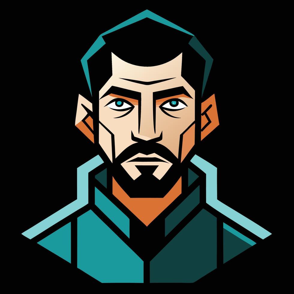 A man with a beard and blue eyes vector