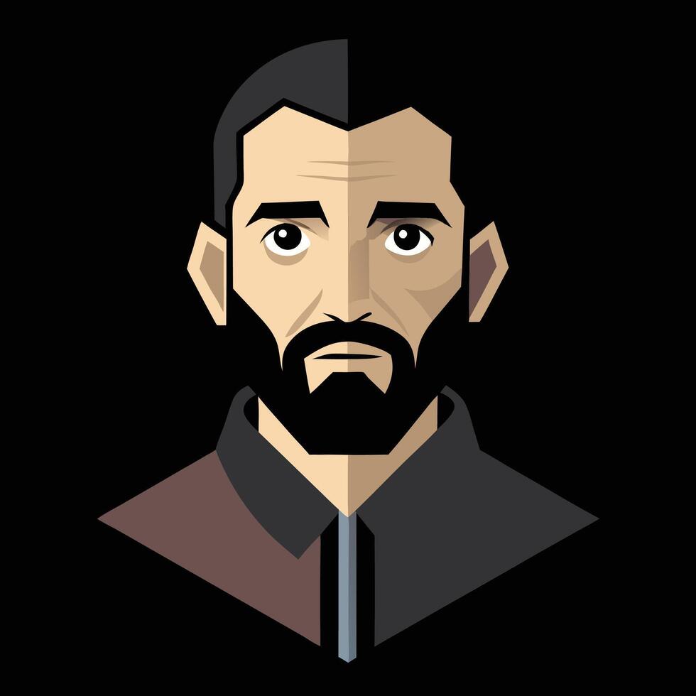 A man with a beard and a black shirt vector