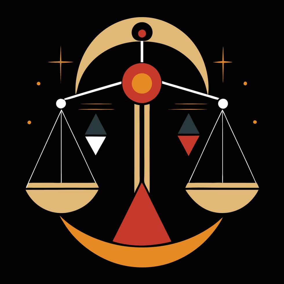 The scales of justice are shown on a black background vector