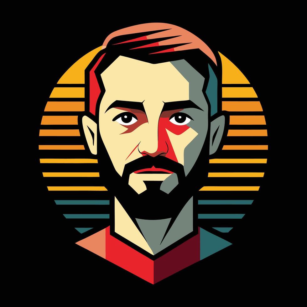 A man with a beard and a mustache in a retro style vector
