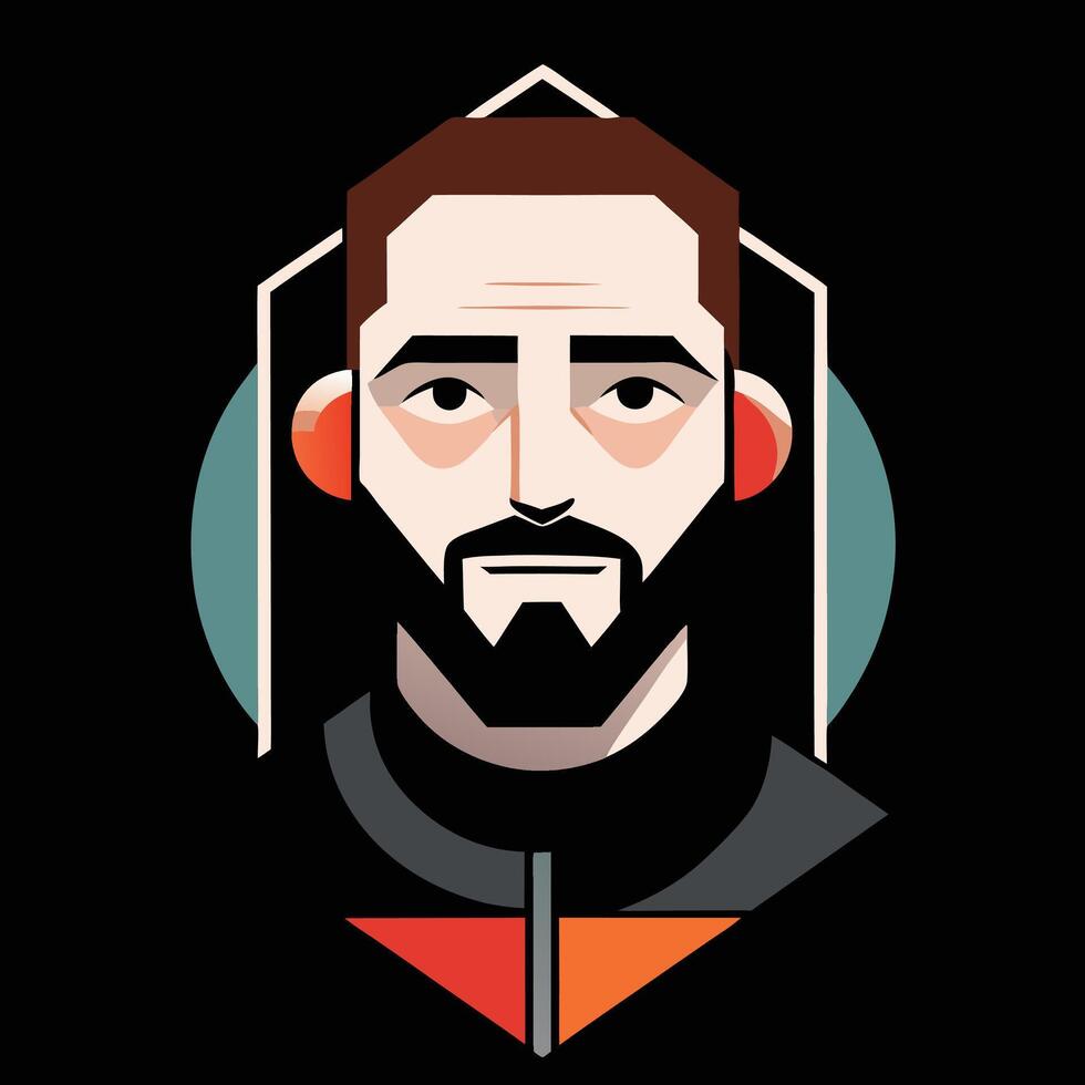 A man with a beard and headphones on vector