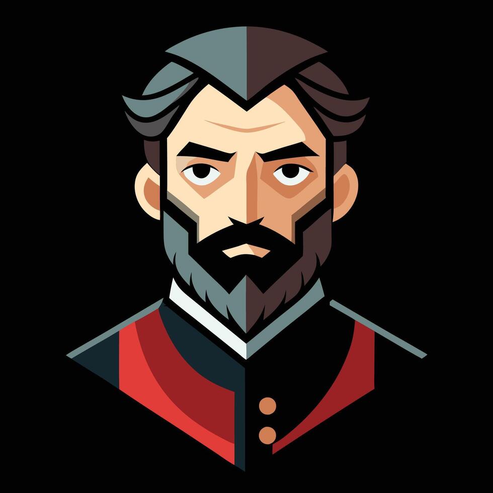 A cartoon man with a beard and mustache vector