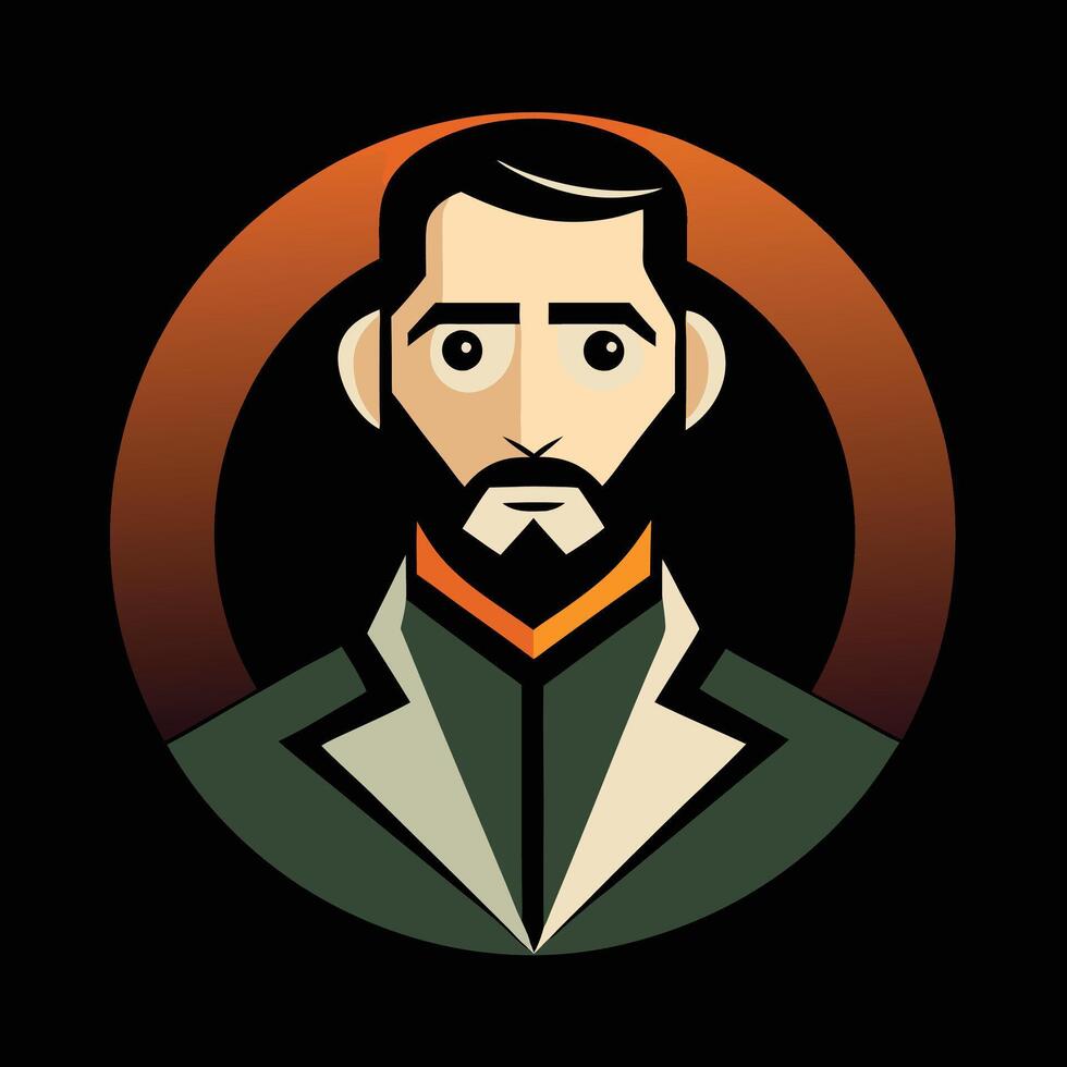 A man with a beard and a suit in a circle vector