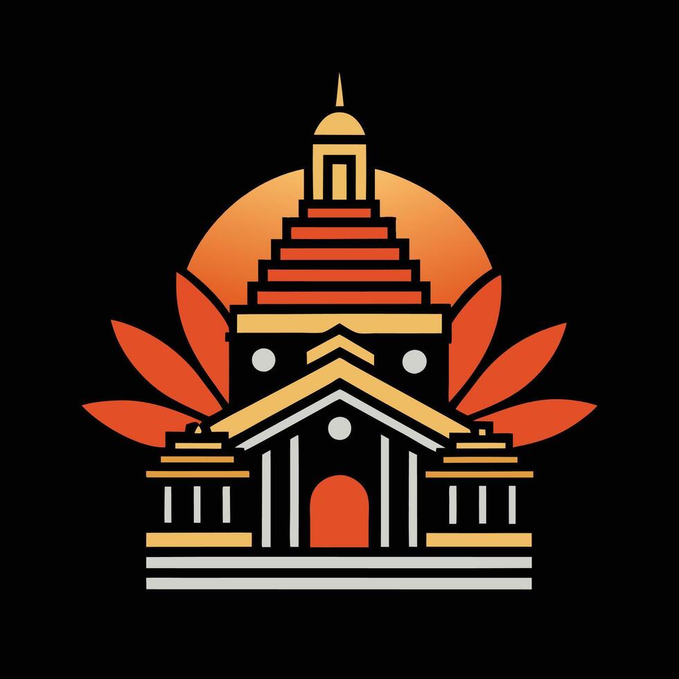 A building with a clock on top of it vector