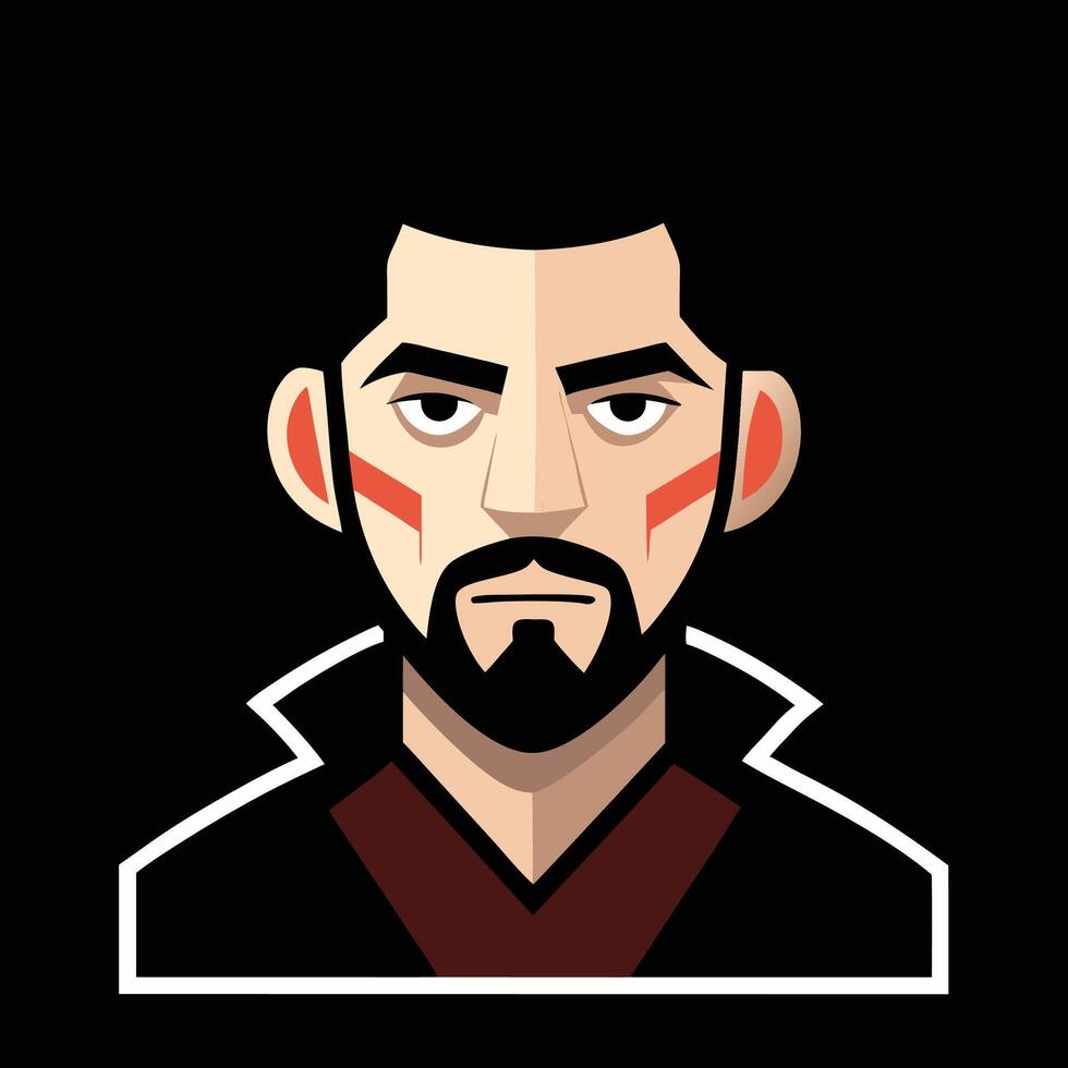 A man with a beard and a red shirt vector