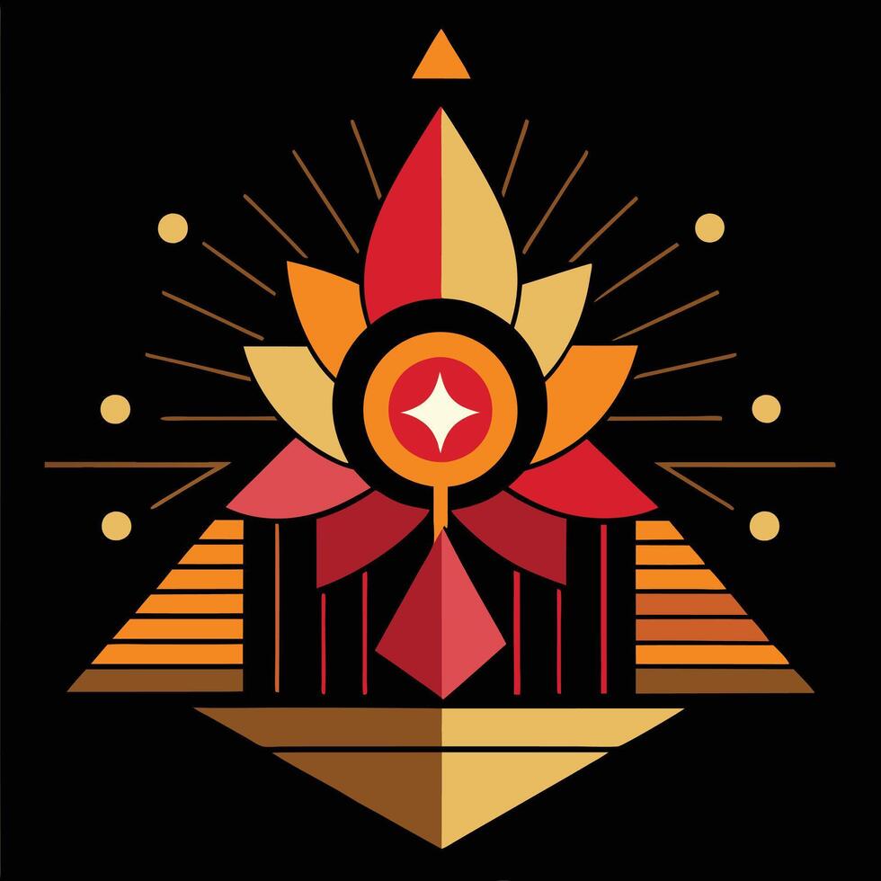 The logo for the game, the sun and the pyramid vector
