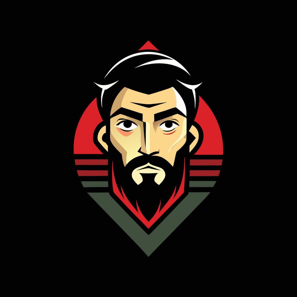 A bearded man with a red and black background vector