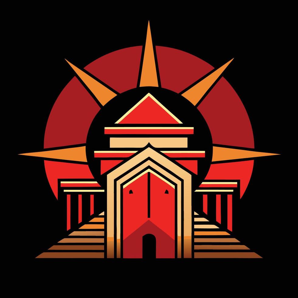 The logo for the game is a red and orange building vector