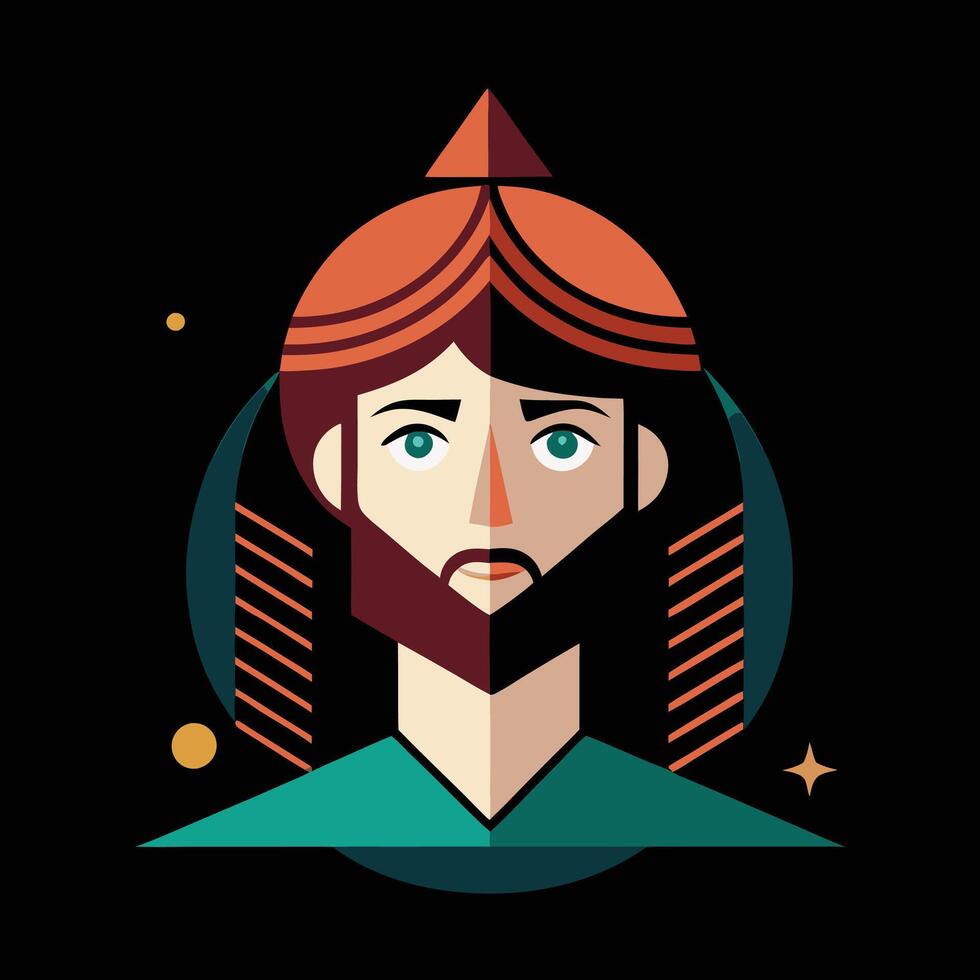 A man with a beard and turban on his head vector