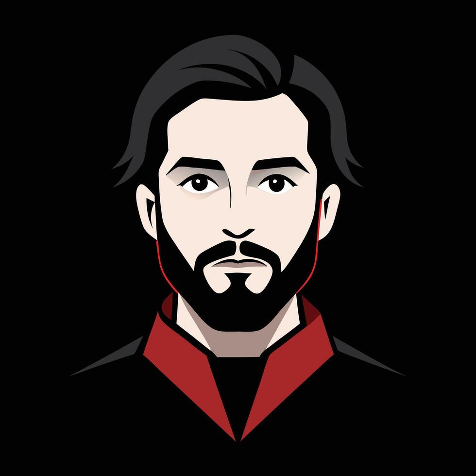A man with a beard and a red shirt vector