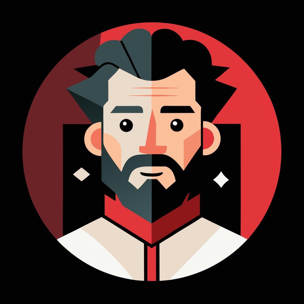 A man with a beard and a red shirt vector