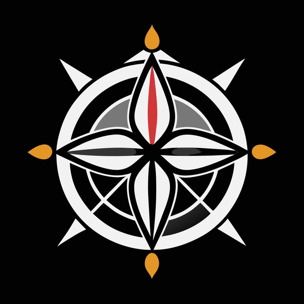 A compass with a red star in the middle vector
