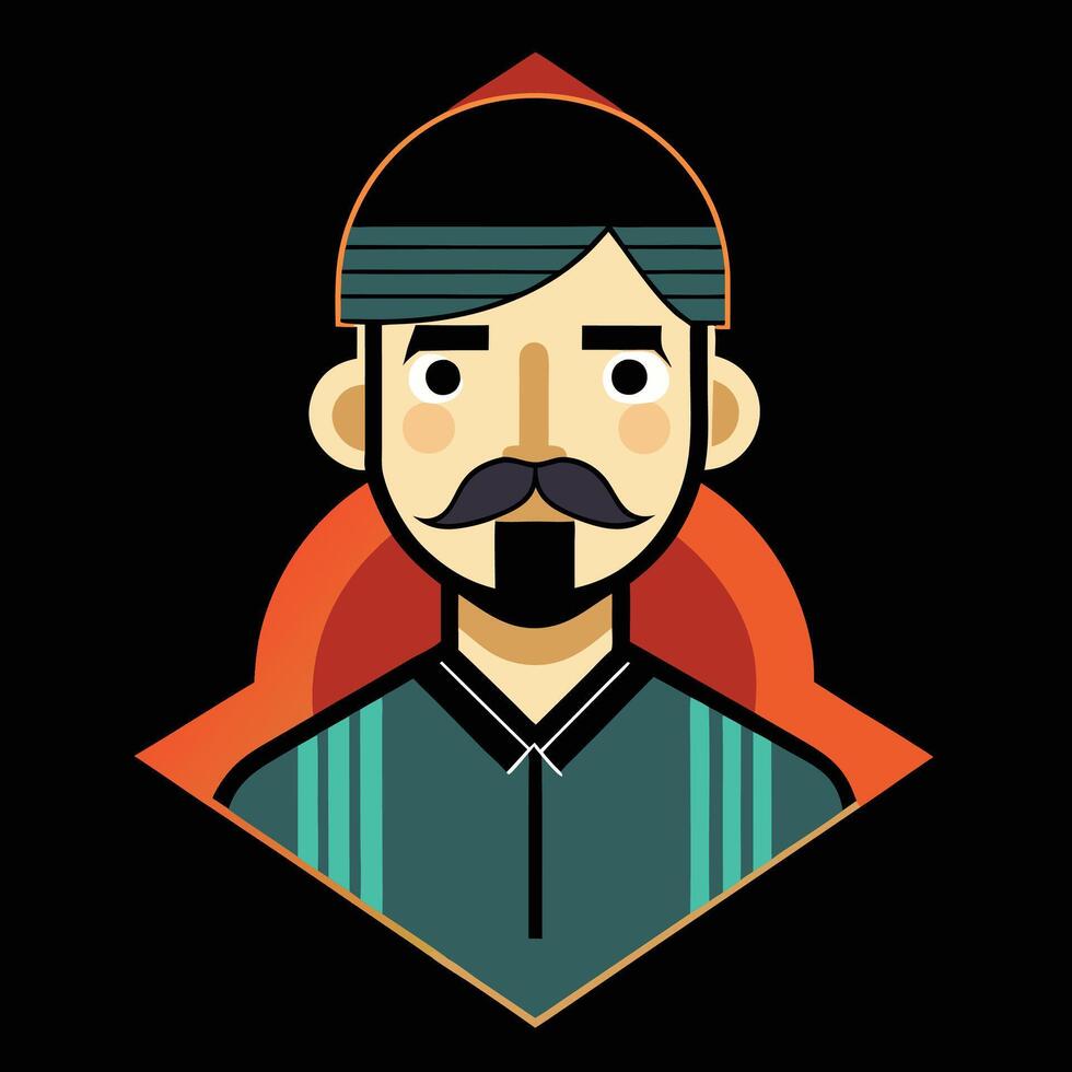 A man with a mustache and a beard vector