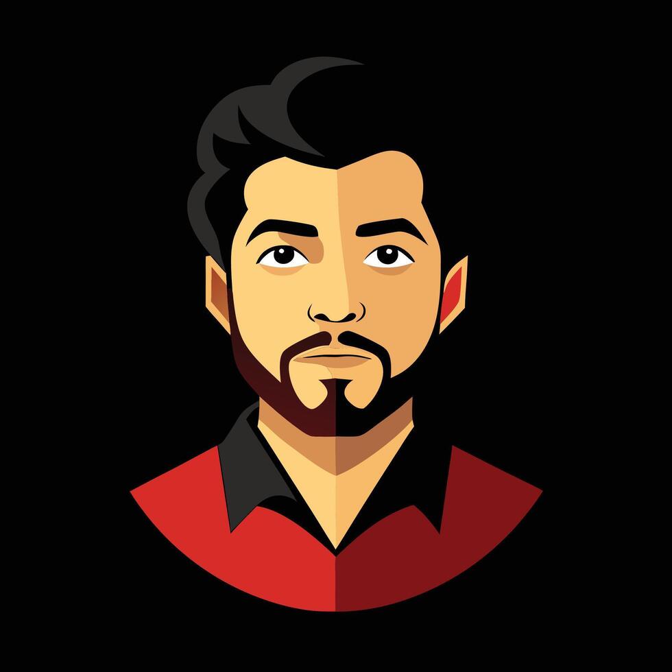 A man with a beard and red shirt vector