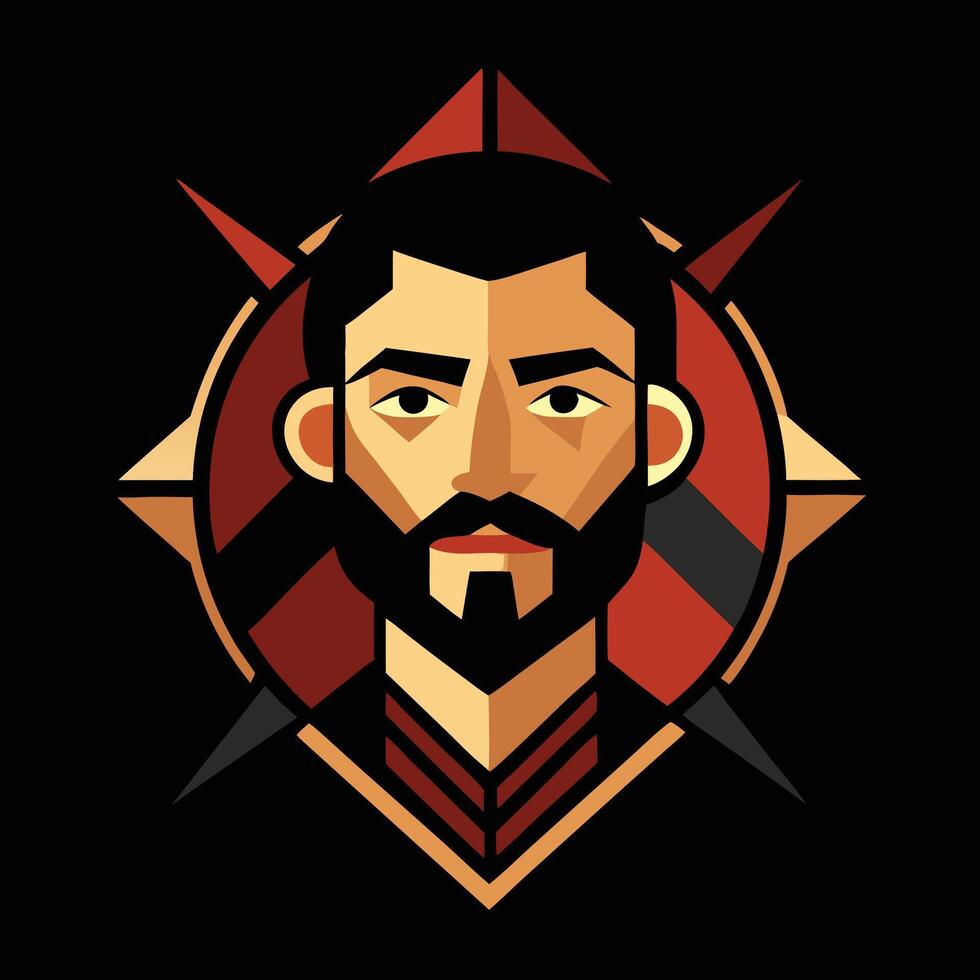 A man with a beard and a red and black background vector