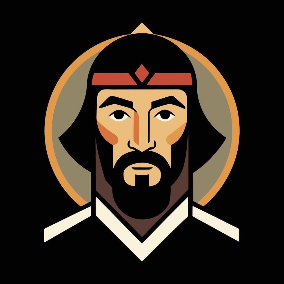 The icon of jesus with a beard and red hat vector