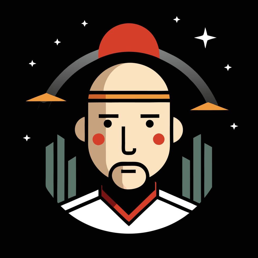 A man with a hat and a star on his head vector
