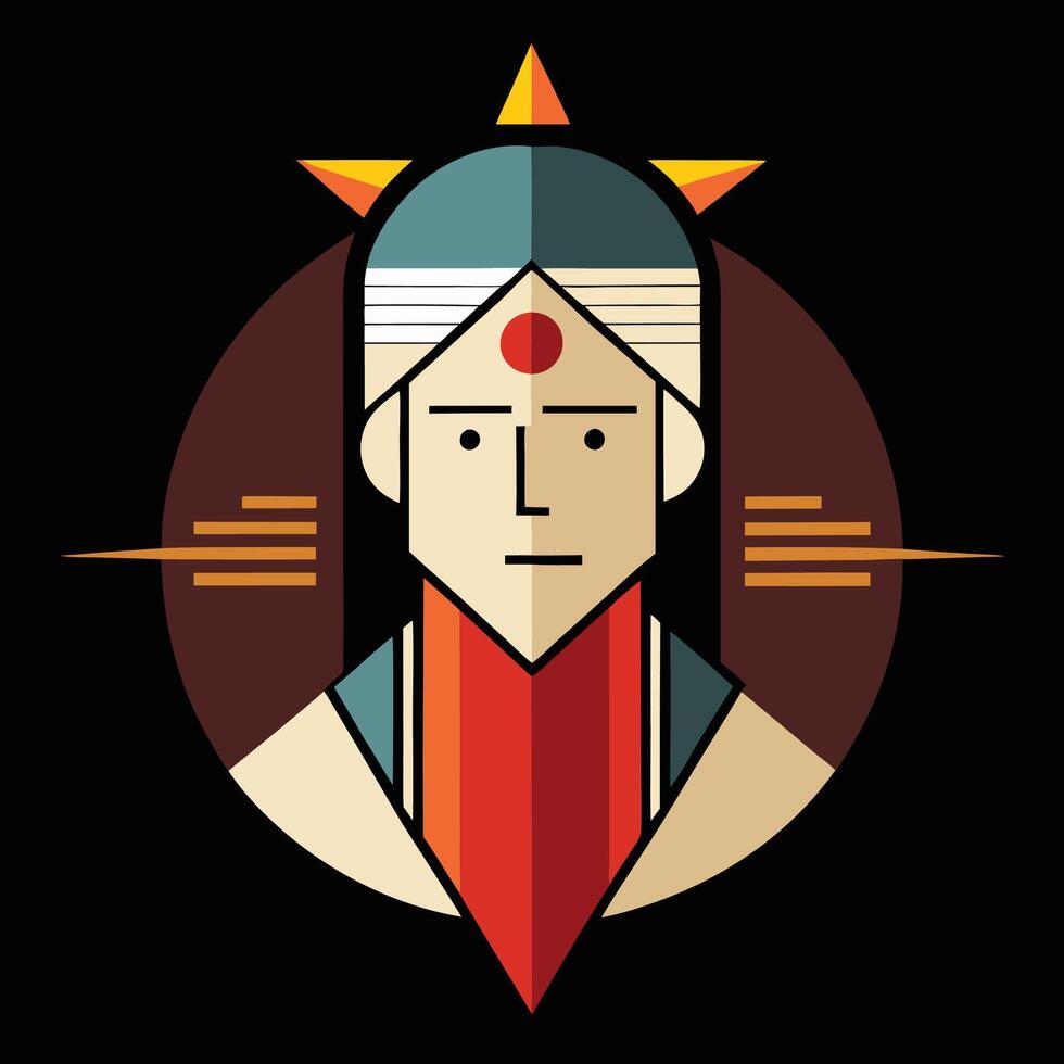 A man in a turban with a star on his head vector