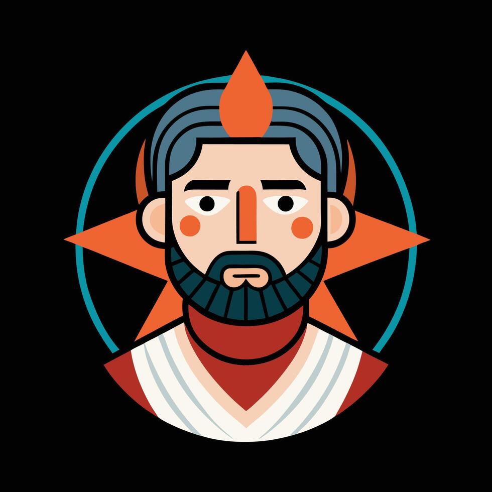 A man with a beard and a star on his head vector
