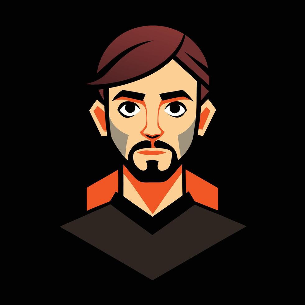 A man with a beard and a black shirt vector