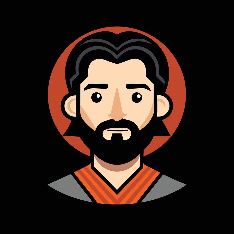 A cartoon image of a man with a beard vector