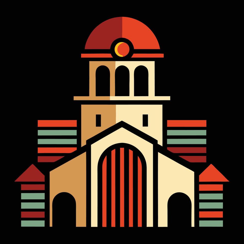 A church building with a red dome on top vector