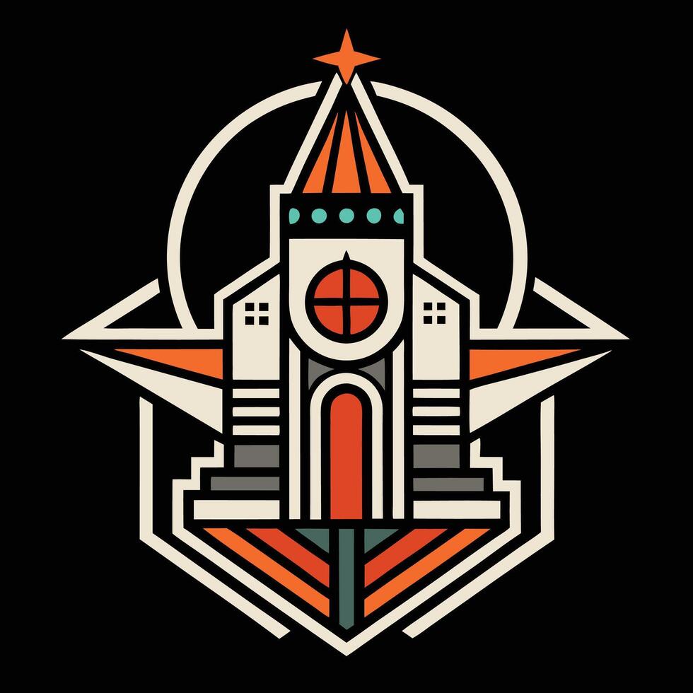 A church with a star on top of it vector