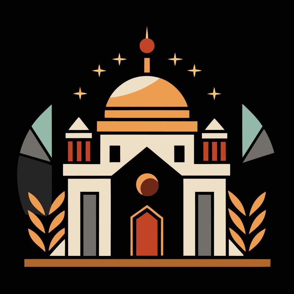 A church with a dome and a cross on it vector
