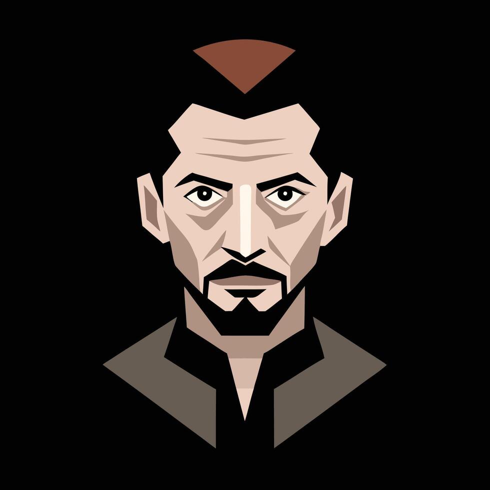 A man with a beard and mustache in a black background vector