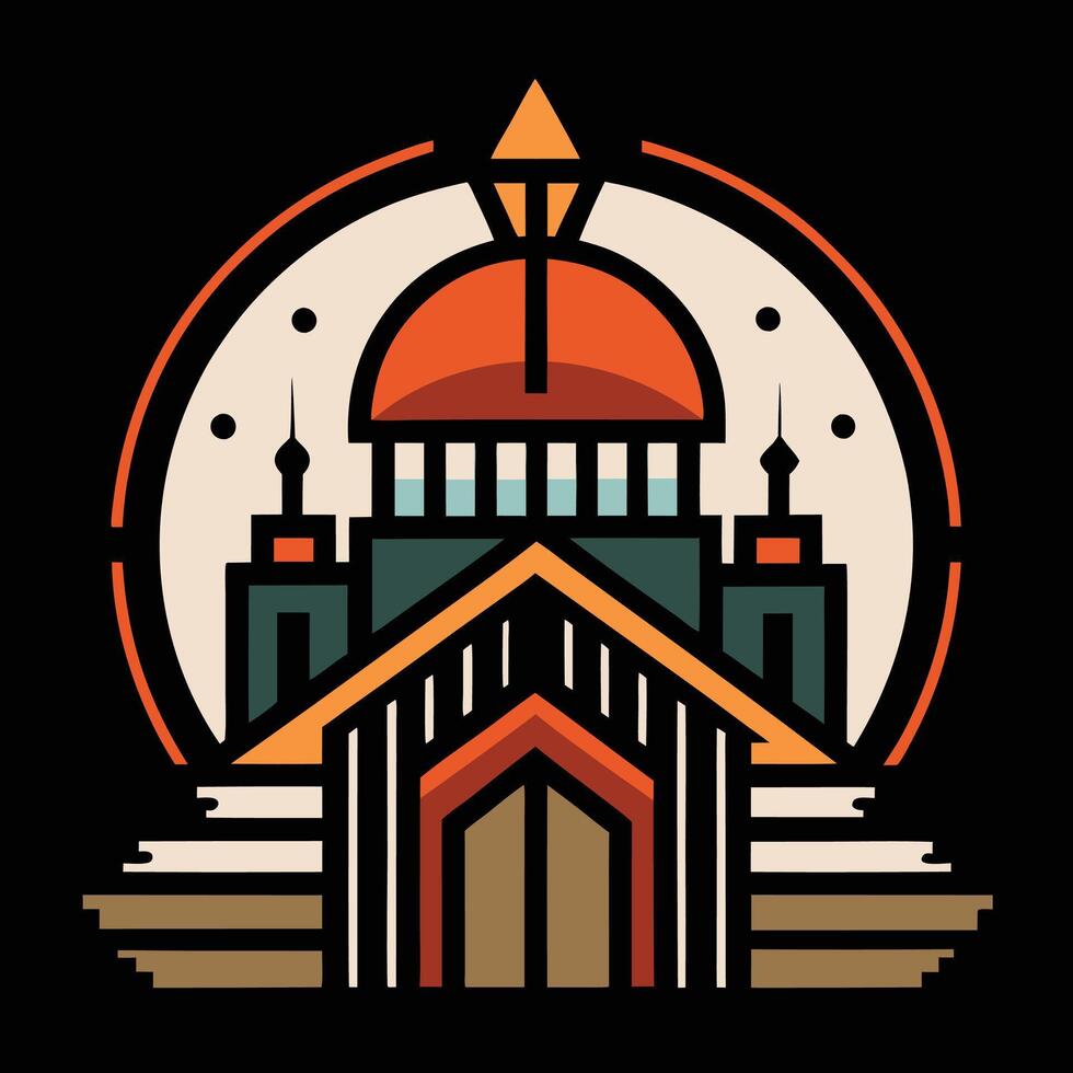 A church with a dome and a cross on it vector