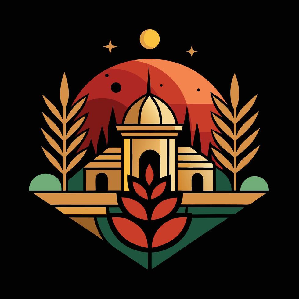 A logo for a temple in india vector
