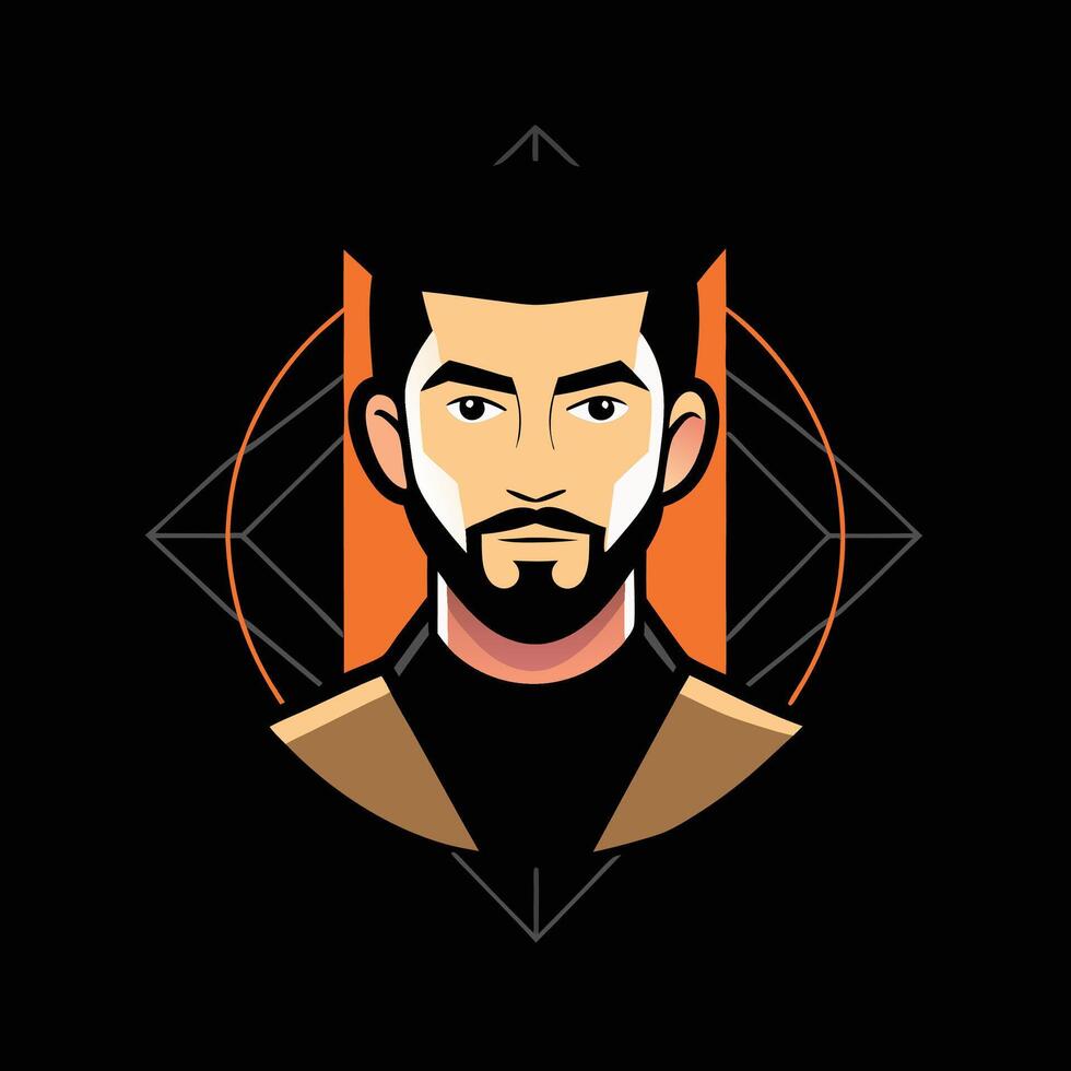 A man with a beard and a black background vector