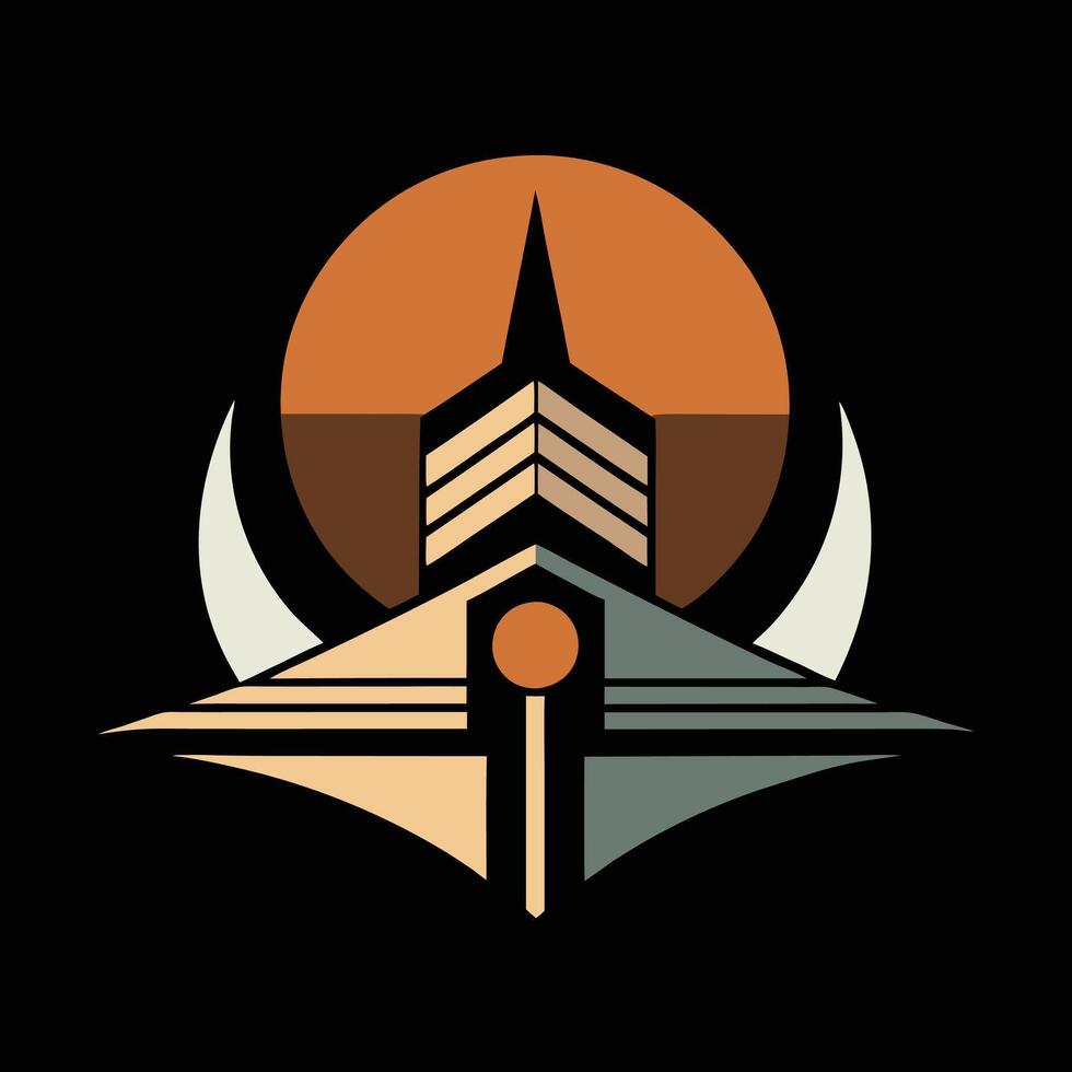 The logo for the game is a building with a sun in the background vector