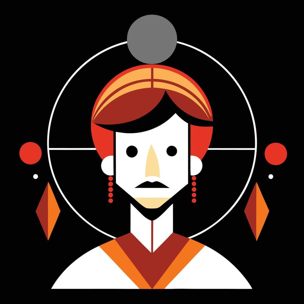 A man with a turban and a red and orange headdress vector