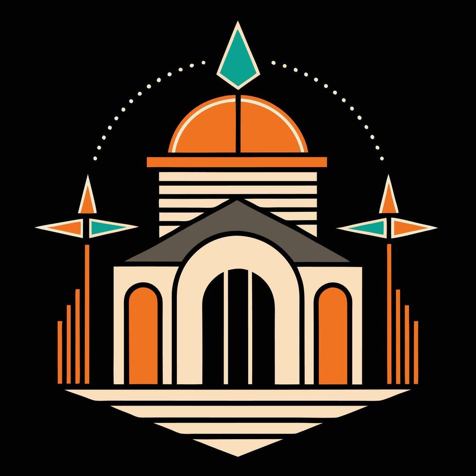 A building with a clock on top and a clock on the side vector