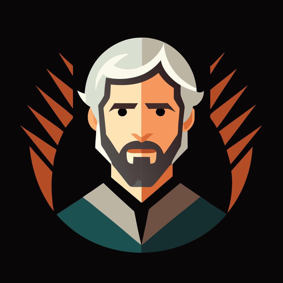 The avatar of a man with white hair and beard vector