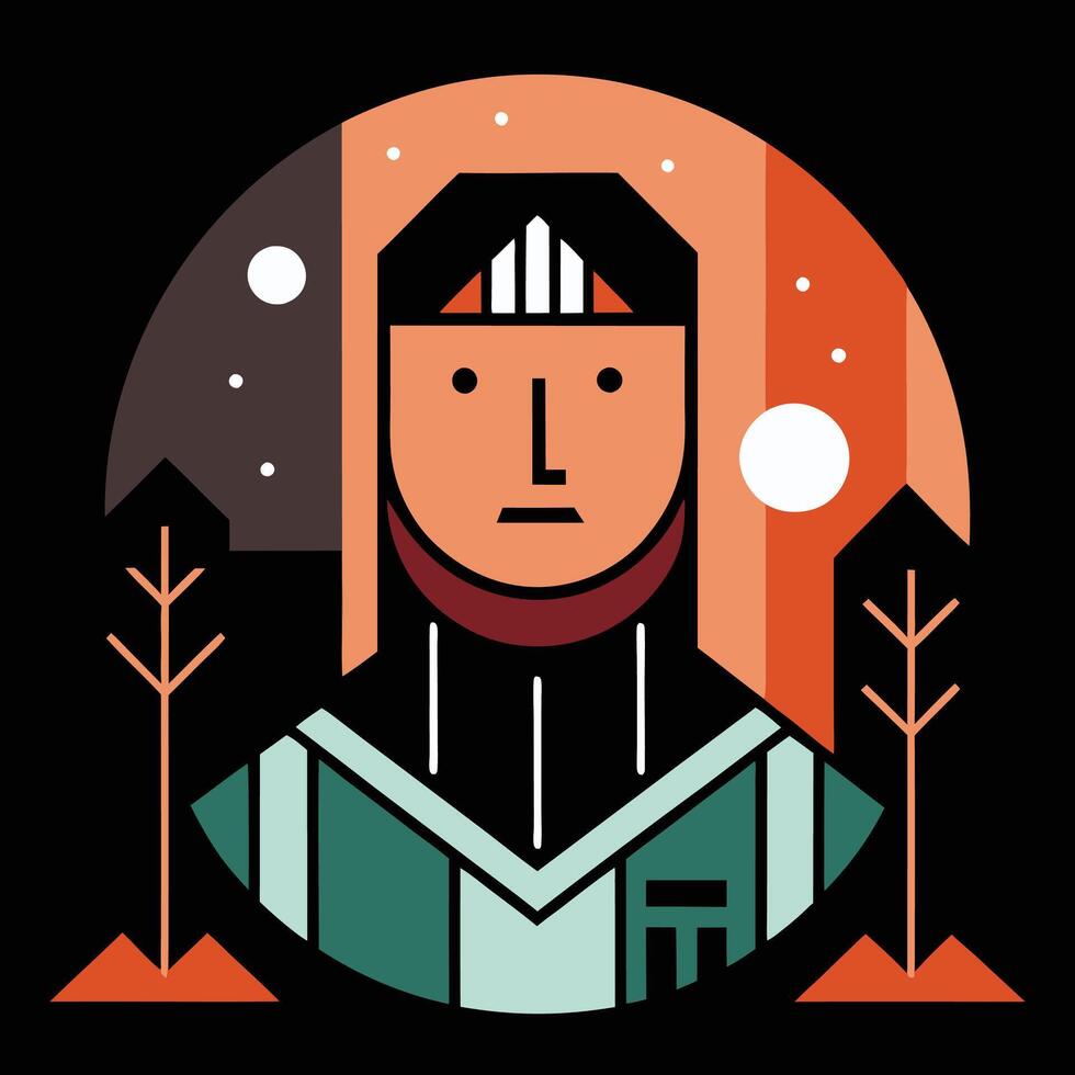 A man in a hat and coat with a tree in the background vector