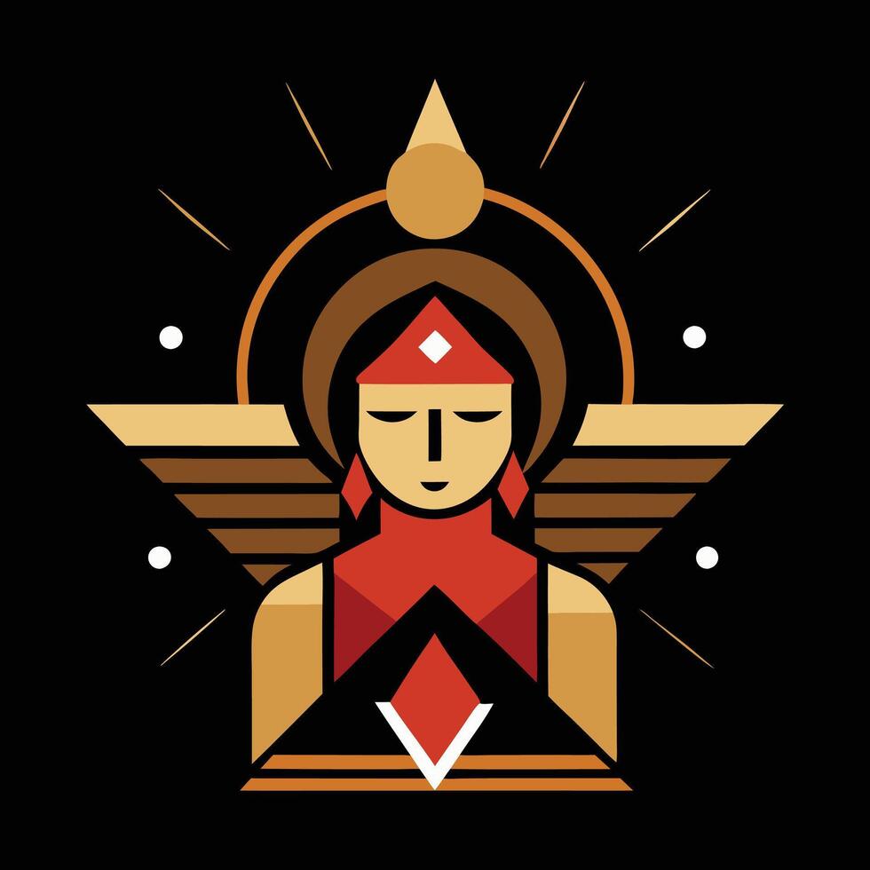 The icon of a woman with a red headdress and a gold crown vector